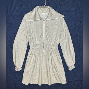 Promise grey hoodie mini dress soft cinched waist.